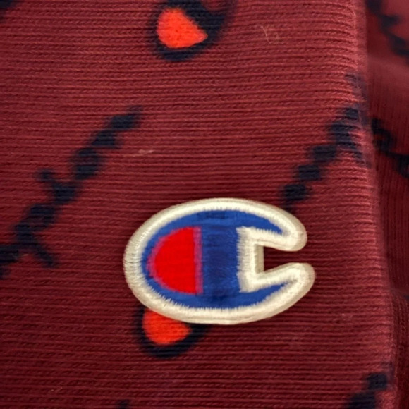 Vintage 90s Champion All over Logo Reverse Weave Hoodie Sz Med Labels attached - Picture 8 of 8